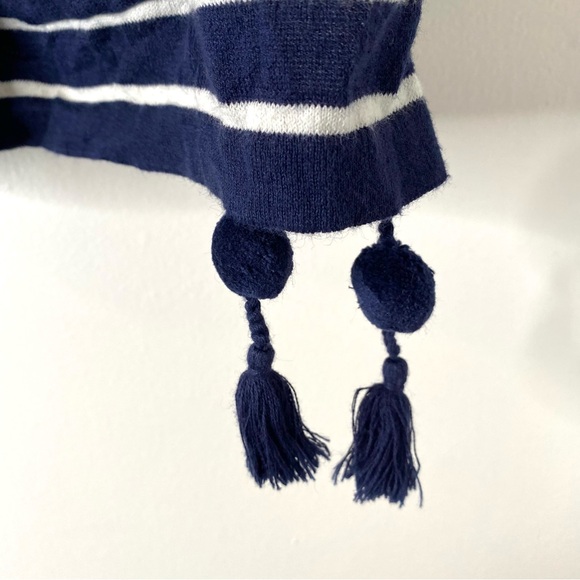 Lilly Pulitzer Navy White Stripe Tassel Side Knit Pullover - Picture 5 of 9